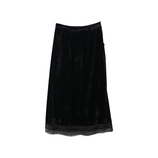 布符新中式「黑桑蚕丝丝绒流苏珠子半裙」2026年春季新品女半身裙