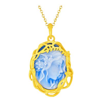 justgold镇金店雅典娜吊坠黄金