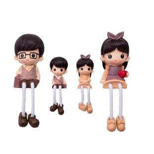 客厅家居墙面装饰礼品小摆件卡通吊脚娃娃一家四口创意装饰摆件