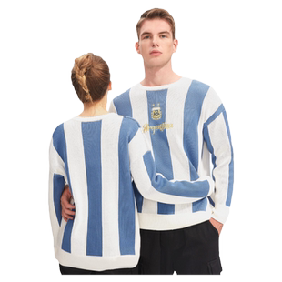 【官方正版】阿根廷国家队｜聚星动力梅西周边蓝白条加厚针织衫