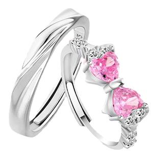 KOOKISS闪钻蝴蝶结2024新款925纯银情侣对戒小众设计闺蜜戒指女