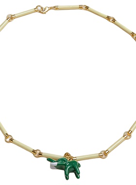 竹节绿色小象项链女小众简约百搭