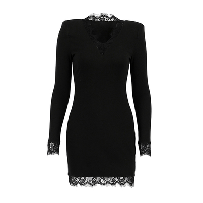 女士连衣裙性感蕾丝V领包臀裙