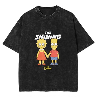Fortee 闪灵辛普森 The Shining电影美式水洗重磅T恤男女宽松短袖