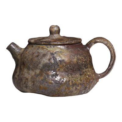 中国台湾省陶艺家张家志手工柴烧茶壶无釉粗陶泡茶壶巨轮珠壶茶具