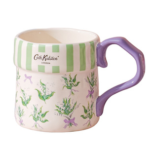Cath Kidston田园风陶瓷马克杯带勺好看的水杯咖啡杯高颜值礼物女