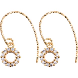 盖娅琳 美产14K包金注金几何圆环群镶锆石耳环 精致小巧秀气耳饰