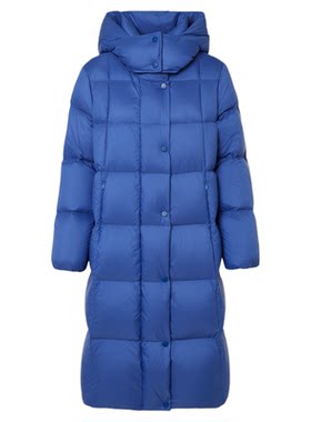 【朗姿25】连帽90白鹅绒通勤简约直筒长款羽绒服女2026年冬季新款