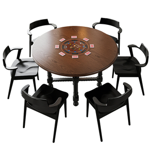 五人斗地主自动发牌桌掼蛋专用桌六人扑克牌专用桌圆桌电动牌桌