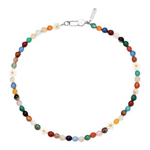 GRGR 雏菊七彩色玛瑙项链男嘻哈潮流小众设计手工串珠锁骨链女ins