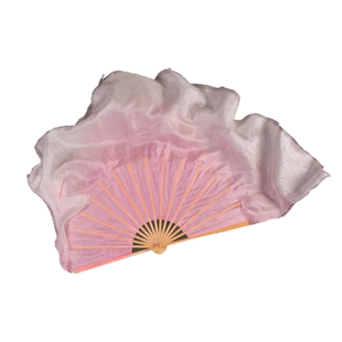 西厢寻他真丝舞蹈扇子藕粉渐变色古典舞双面胶州秧歌扇子加长绸扇