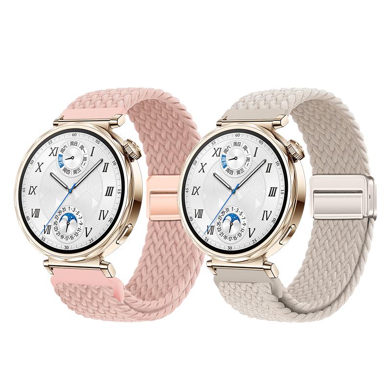 适用于华为gt5/6/7手表表带watchgt4新款磁吸扣gt5pro尼龙编织41mm智能运动watch3女士gt2男透气buds夏天腕带