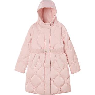 【95%羽绒】eland kids衣恋童装女童羽绒服冬季学院风中长款连帽