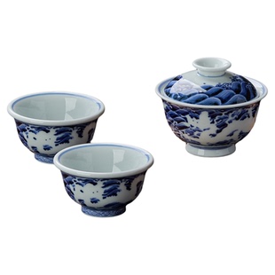 景德镇官方陶瓷茶具釉下手绘青花瓷龙纹泡茶专用礼茶盖碗送礼套装