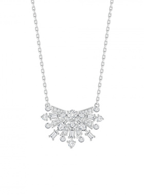 Witther冰雪女王白钻项链轻奢小众扇形锁骨链925银高级感生日礼物