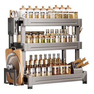 高颜值厨房多功能调料置物架家用台面油盐酱醋调料罐调味品收纳架