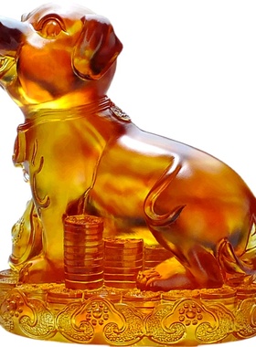 客厅装饰狗摆件琉璃水晶旺财狗狗