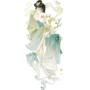 叻普哒古风仙子人物pet手账胶带咕卡流麻贴纸 龙女巡海图