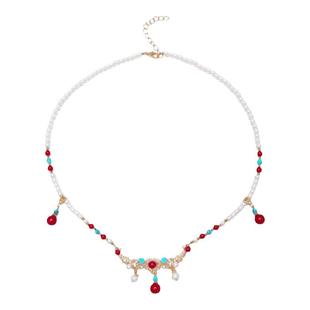 儿童汉服项链女童古风配饰小女孩古装襦裙民族风敦煌红色璎珞项链