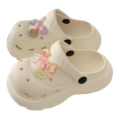 细细条可爱卡通小熊小兔洞洞鞋