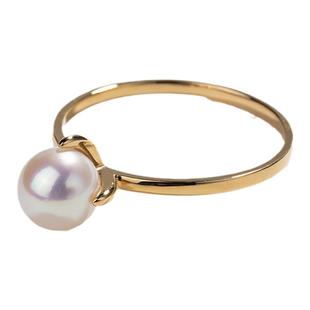 HELAS赫拉高亮akoya海水珍珠戒指18K金素金四爪婚戒珠宝礼物女