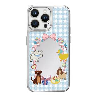 【乐观主义】蓝格萌趣动物园适用iPhone16/17promax手机壳苹果14plus镜面15磁吸12mini镜子13promax电镀银17