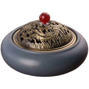 香薰炉香炉家用室内纯沉香檀香熏香炉盘拖小香炉宋代美学铜香炉子