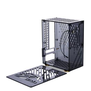 现货包邮紧凑型小1U半高刀卡ITX便携式全透明侧透htpc迷你主机箱