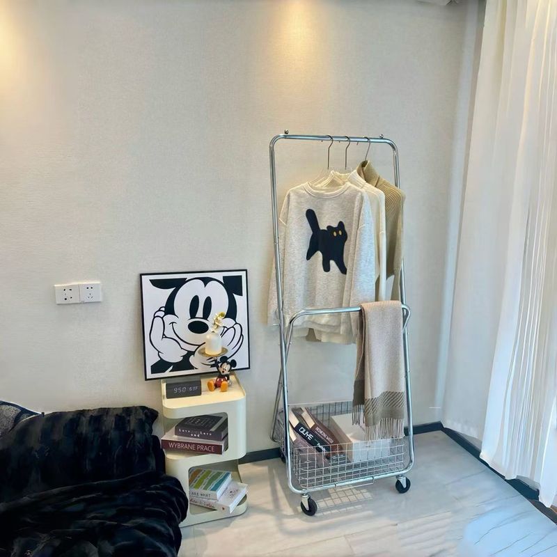 法式落地衣帽架卧室内挂衣架置物架奢银色轻衣服晾衣架包包移动