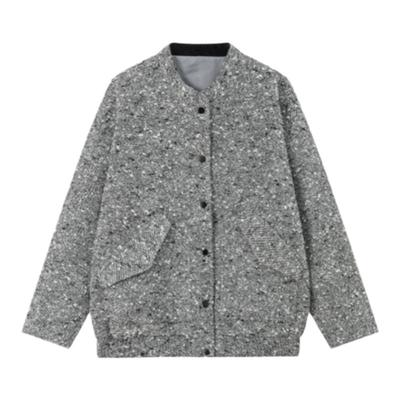 华吉言【水墨】初剪羊毛混纺圈圈纱落肩大廓形蝙蝠袖外套