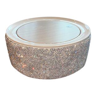 奢华桌面垃圾桶按压式带盖家用梳妆台镶钻收纳桶办公书桌储物ins