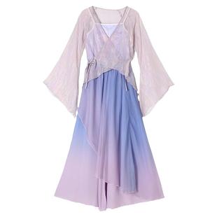 古典舞服装纱衣练功服紫色阔腿裤飘逸裙中国现代舞演出服装舞蹈服