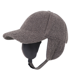 男女仿羊羔毛保暖护耳两用鸭舌帽冬天骑车防寒棒球帽耳罩一体V脸