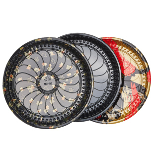 一次性寿司盒圆盘刺身拼盘打包盒子塑料商用圆形套餐包装高档盘子