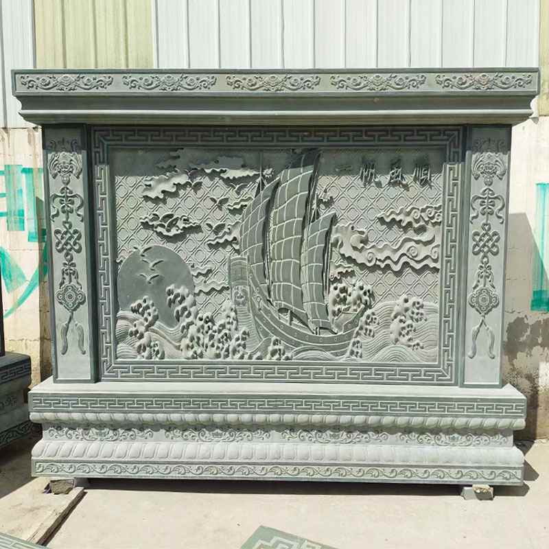 石雕影壁墙天然青石头照壁浮雕壁画地雕背景墙新中式屏风窗花定制