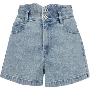 【ONLY奥莱】春夏蝴蝶结水洗高腰两粒扣A字遮肉显瘦短裤牛仔裤女