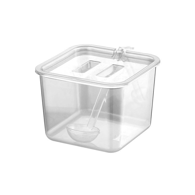 透明塑料方形调味罐果酱盆带盖珍珠椰果冰粉水果捞方盆储藏收纳罐