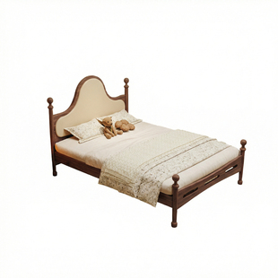 喜力美儿童床小户型复古云朵单人床中古风全实木青少年男孩卧室床