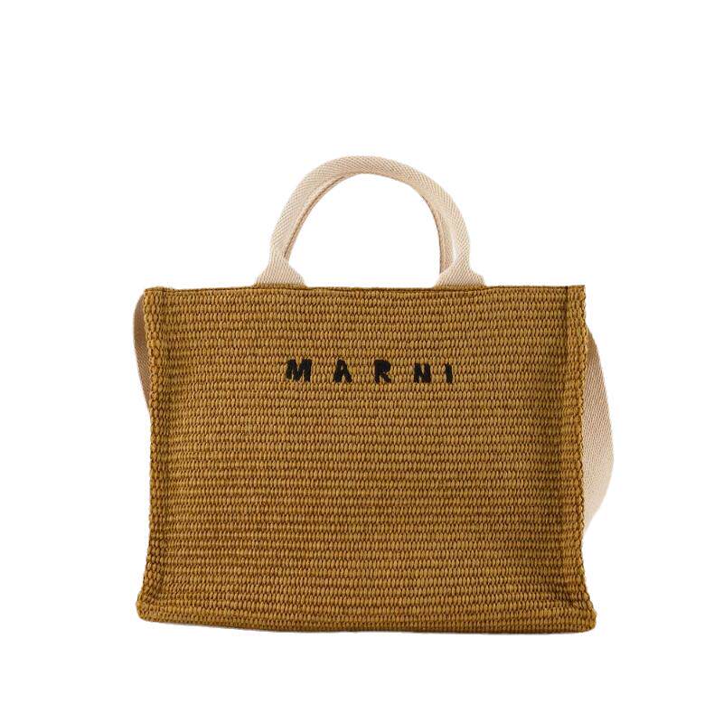 【粉丝专享】玛尼 Marni Small Basket 拼色编织篮子包手提肩背包