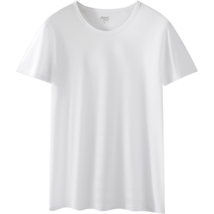 宜而爽男士纯棉老头衫短袖简约圆领夏季中老年60支丝光全棉打底衫