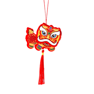 新年装饰小挂件花树吊饰开业乔迁四字醒狮小银柳春节元旦双面挂饰