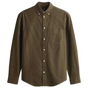 HM男装衬衫春季标准版型牛津纺内搭通勤长袖衬衣1257417