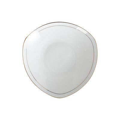 瓷器家用纯白描金三角汤盘