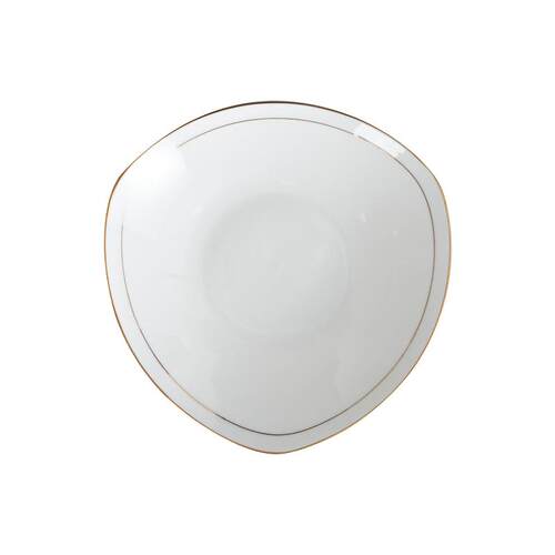 骨瓷瓷器家用纯白骨瓷描金三角汤盘意面饭盘沙拉菜碟子陶瓷盘子