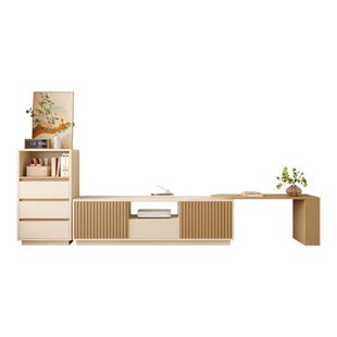 原木落地客厅伸缩电视柜高柜组合电视背景墙猫窝收纳储物柜置物架