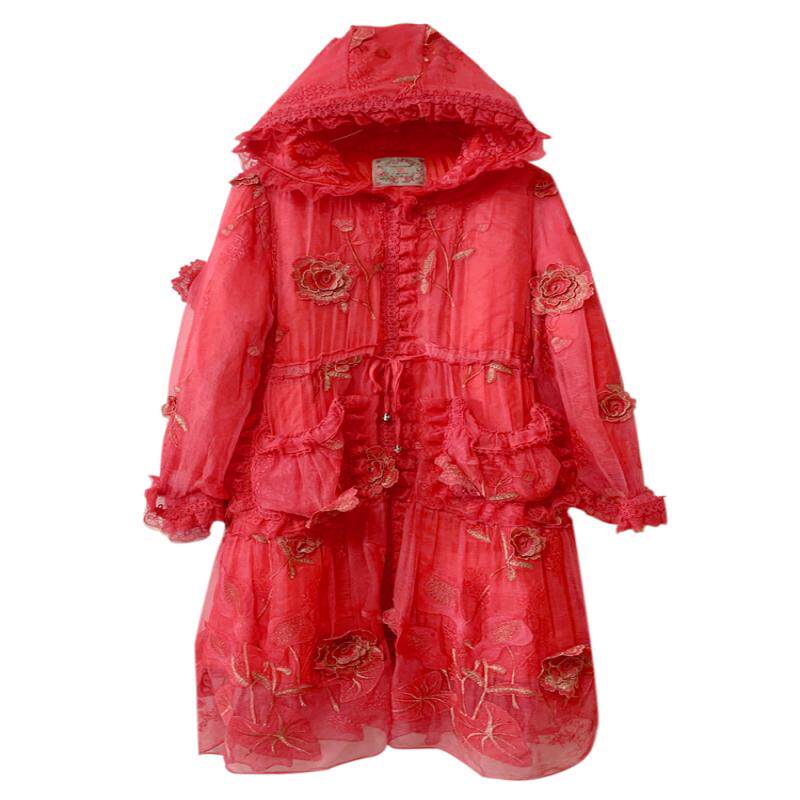复古红色桑蚕丝棉服女