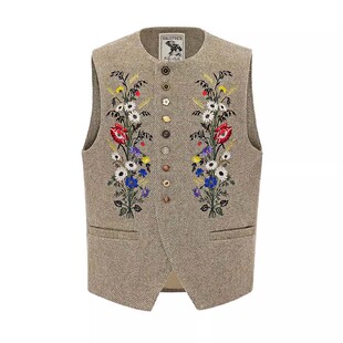 野川 复古植物刺绣羊毛人字潮流叠穿马甲 山谷少年独立设计师品牌