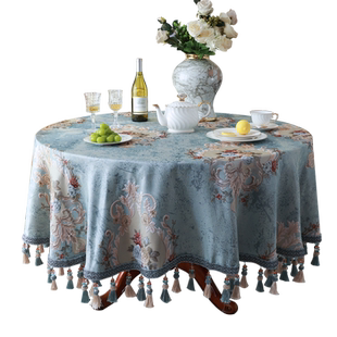 欧式高端圆桌桌布高级感轻奢布艺圆形家用大茶几餐桌台布2026新款