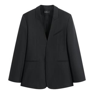 【高端通勤系列】太平鸟男装 2025年春新款黑色羊毛西服B1BAF112E