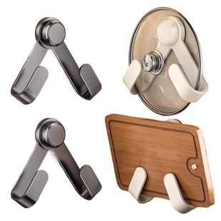 奶油吸盘壁挂式锅盖架2025新款旋转免打孔厨房置物架菜板锅铲架子